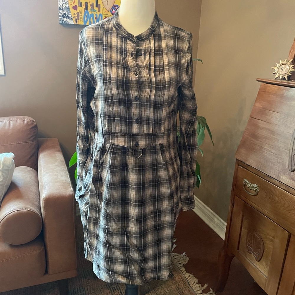 Denim & Supply Ralph Lauren Plaid Long Sleeve Dress - Black and Cream